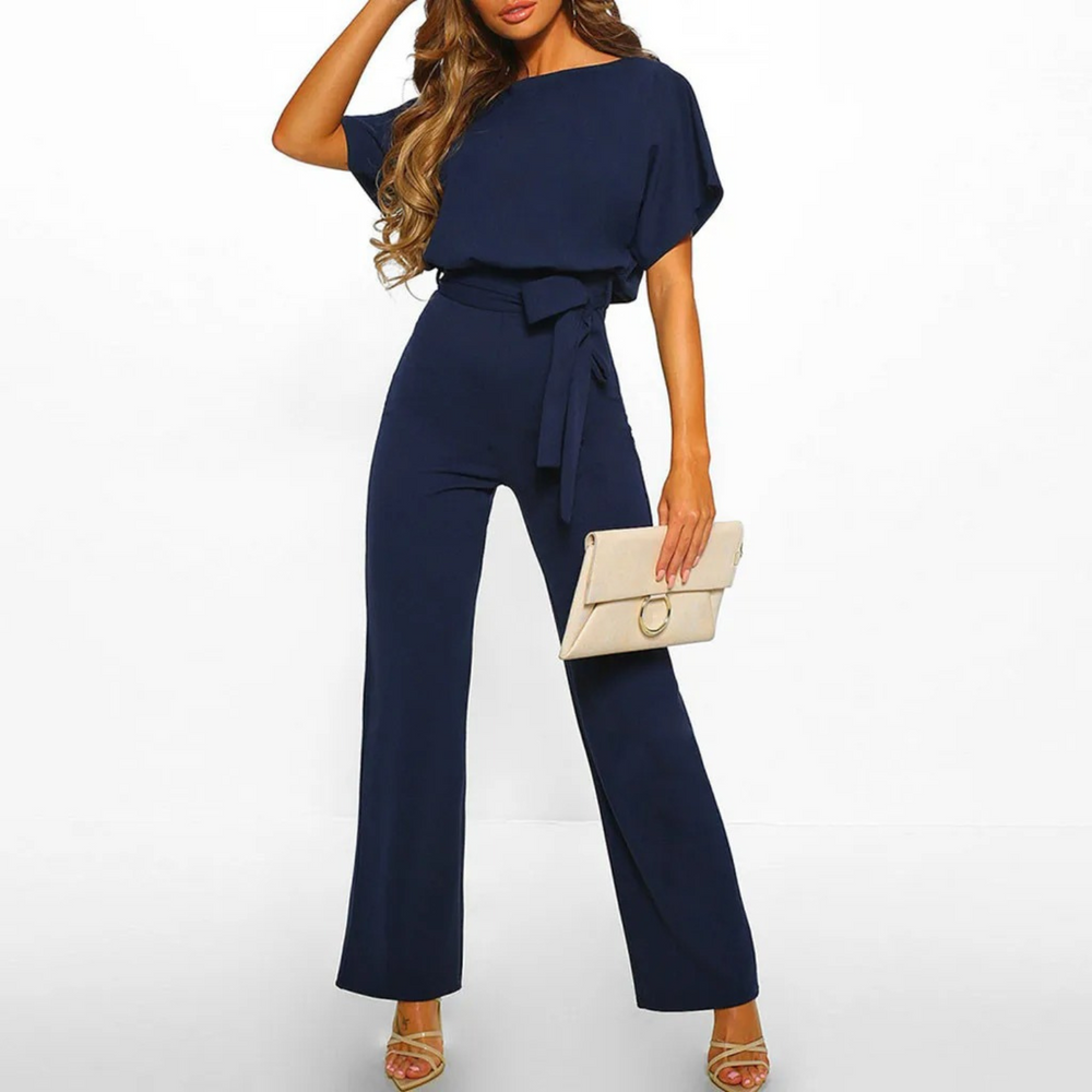 VELANORA rood o hals eenvoudige hoge taille broek jumpsuit