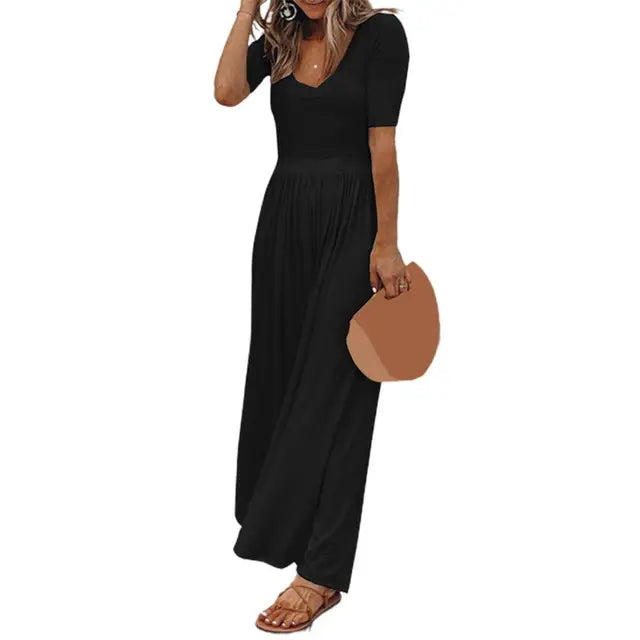 Zomerse Chic Dames Jumpsuit met Wijde Pijpen