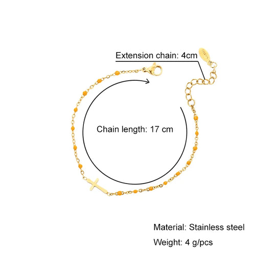 Hemelse Kruis Armband in Goudkleurige Roestvrij Staal - Spirituele Elegantie