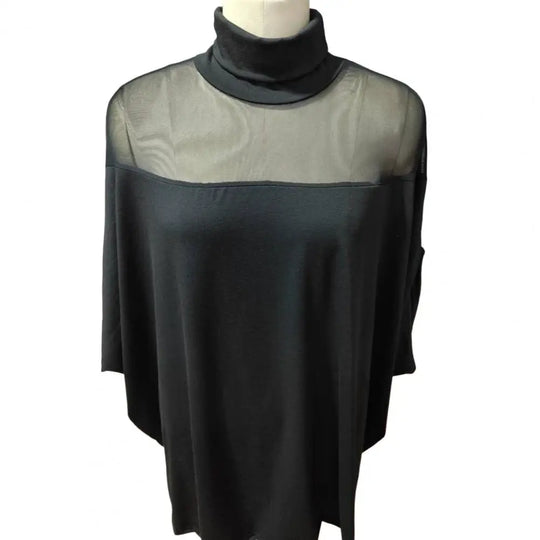 Doorzichtige Mesh Top met Halve Kraag voor Dames