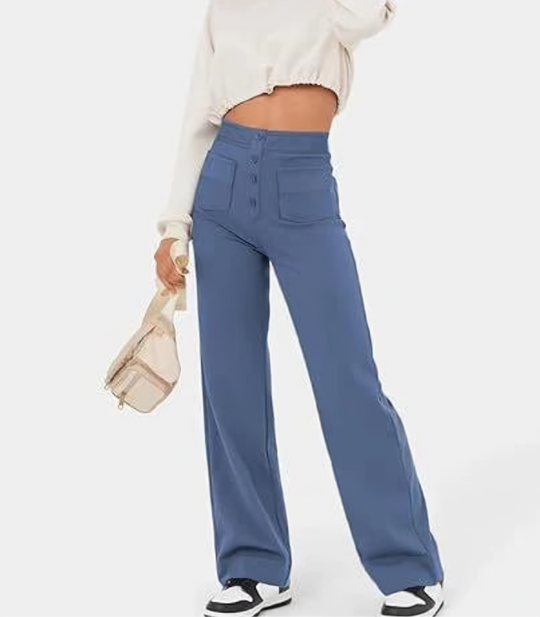 Velanora Pants | Hoge taille knoopsluiting broek