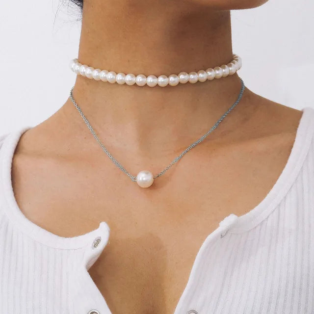 Parelpracht Gelaagd Imitatieparel Choker Ketting