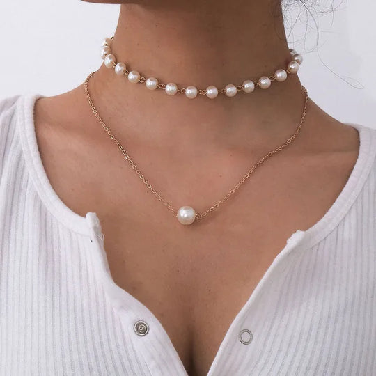 Parelpracht Gelaagd Imitatieparel Choker Ketting