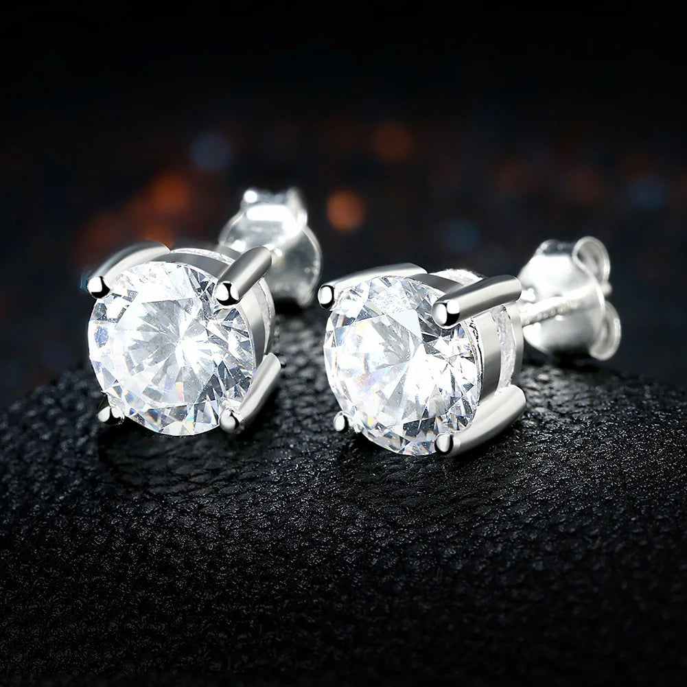 Nieuwe 925 Sterling Zilveren Diamanten Stud Oorbellen