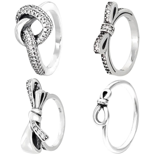 Originele Sterling Zilver Pave Infinity Geknoopt Hart Ring