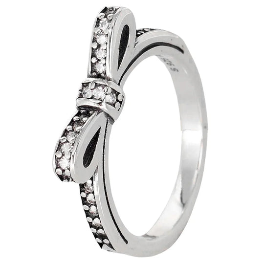 Originele Sterling Zilver Pave Infinity Geknoopt Hart Ring