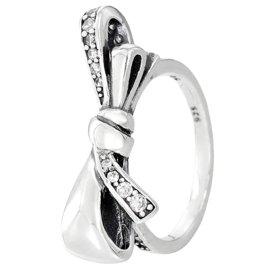 Originele Sterling Zilver Pave Infinity Geknoopt Hart Ring