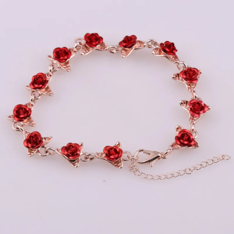 AmourBloeisels Romantische Rode Rozen Ketting Armband