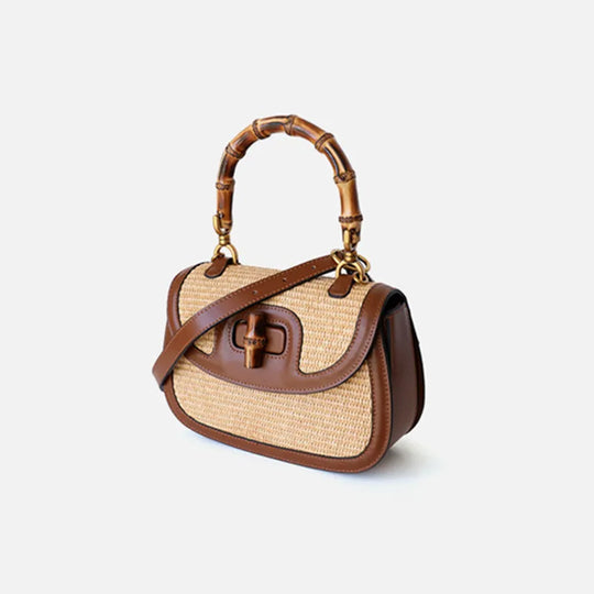 Cognac Bamboo Elegance  Handtas