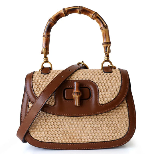 Cognac Bamboo Elegance  Handtas