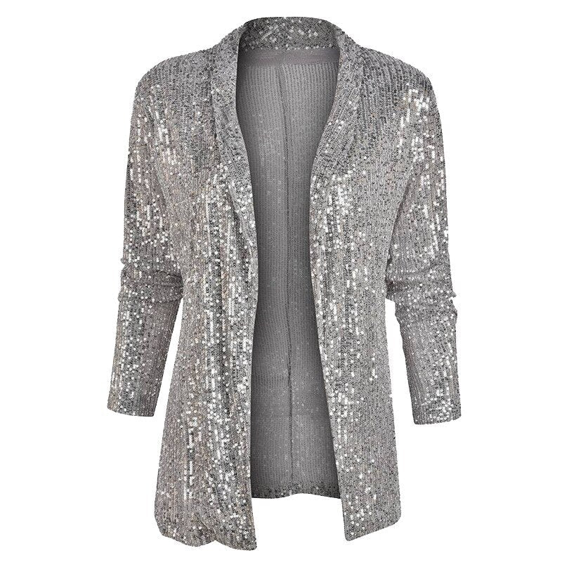 VELANORA- blazer vest met glitter pailletten