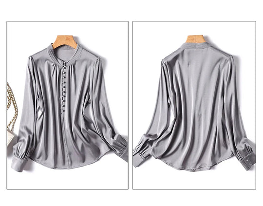 Chic Elegance Satin Zomerblouses voor Dames