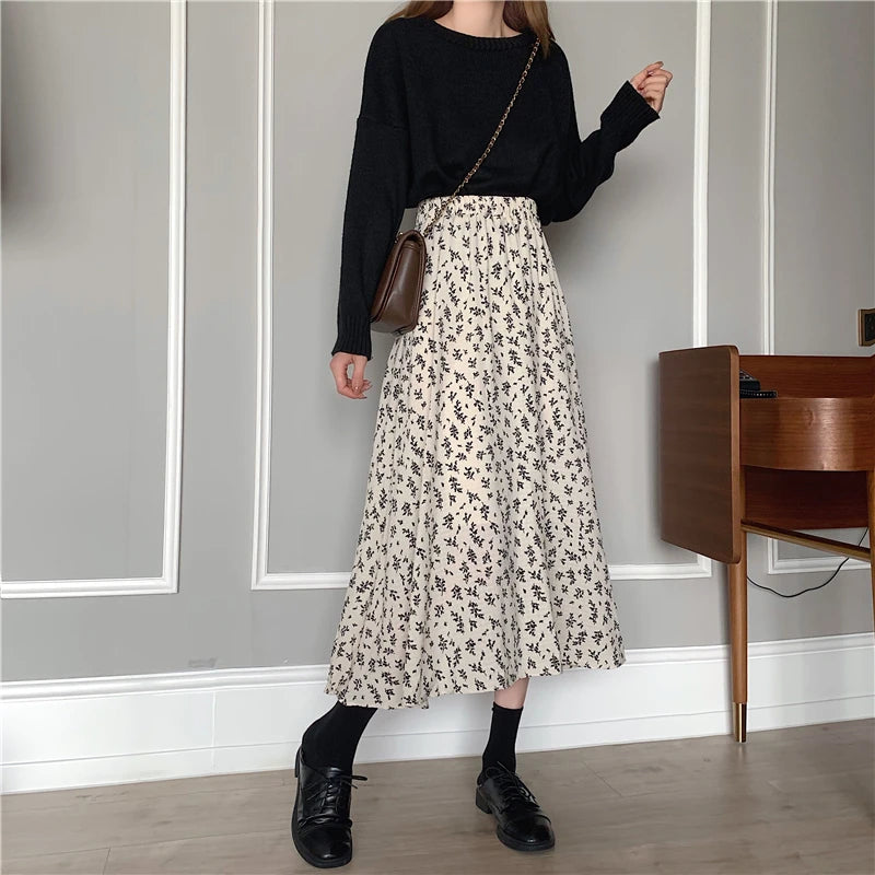 LunaVintage Bloemenprint Midi Rok