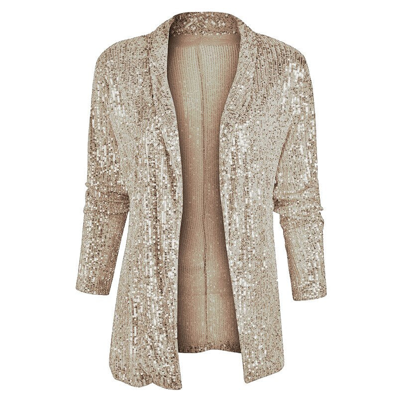 VELANORA- blazer vest met glitter pailletten