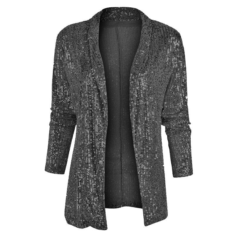 VELANORA- blazer vest met glitter pailletten