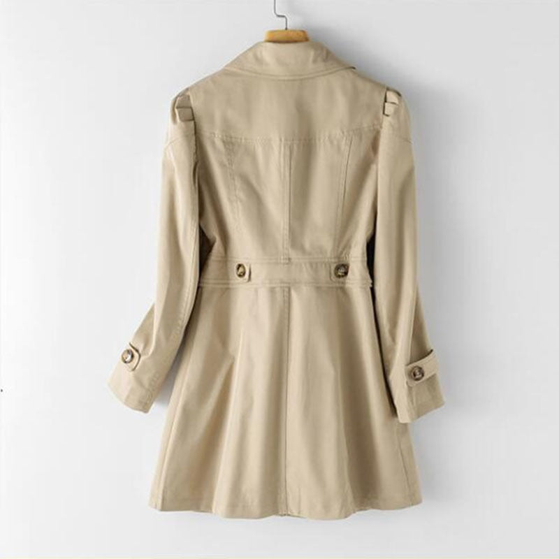 VELANORA- dames trenchcoat met enkelvoudige rij knopen - middellang