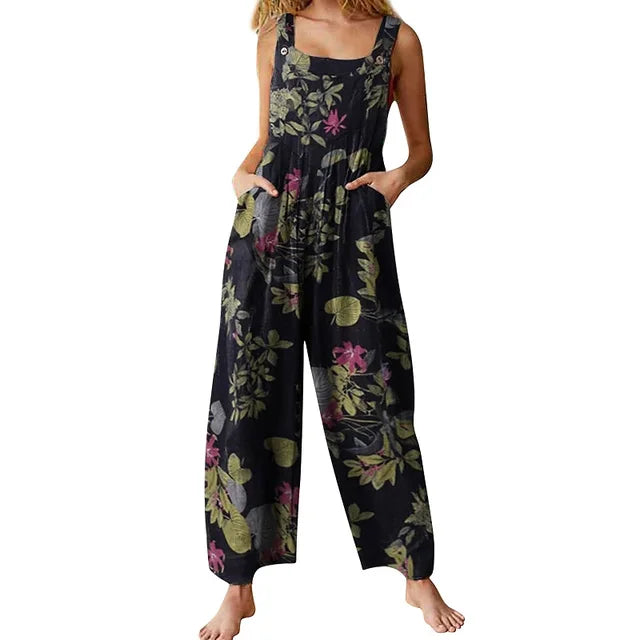 Luchtige Zomer Jumpsuit met Bladprint voor Dames