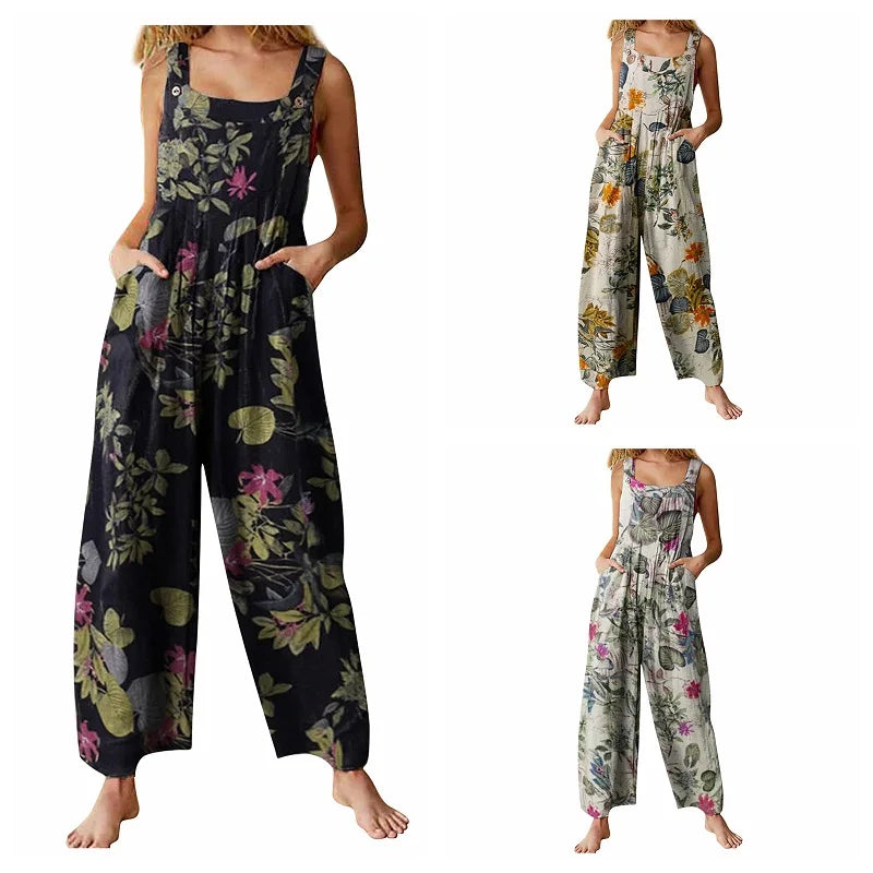 Luchtige Zomer Jumpsuit met Bladprint voor Dames