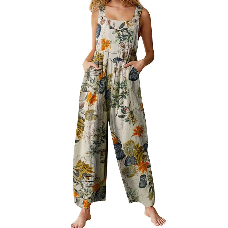 Luchtige Zomer Jumpsuit met Bladprint voor Dames