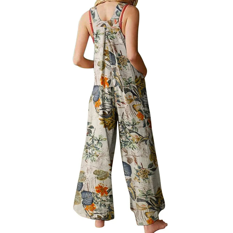 Luchtige Zomer Jumpsuit met Bladprint voor Dames