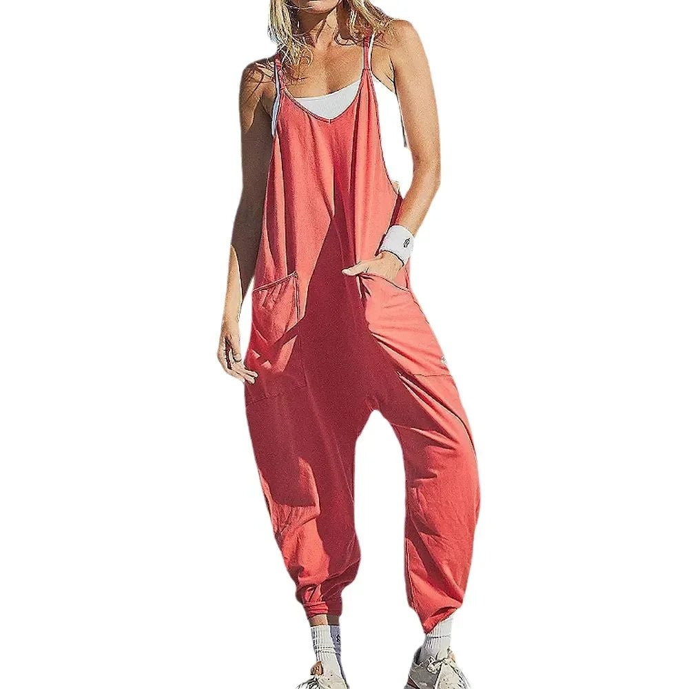 Zomer Effen Kleur Jarretel Jumpsuit