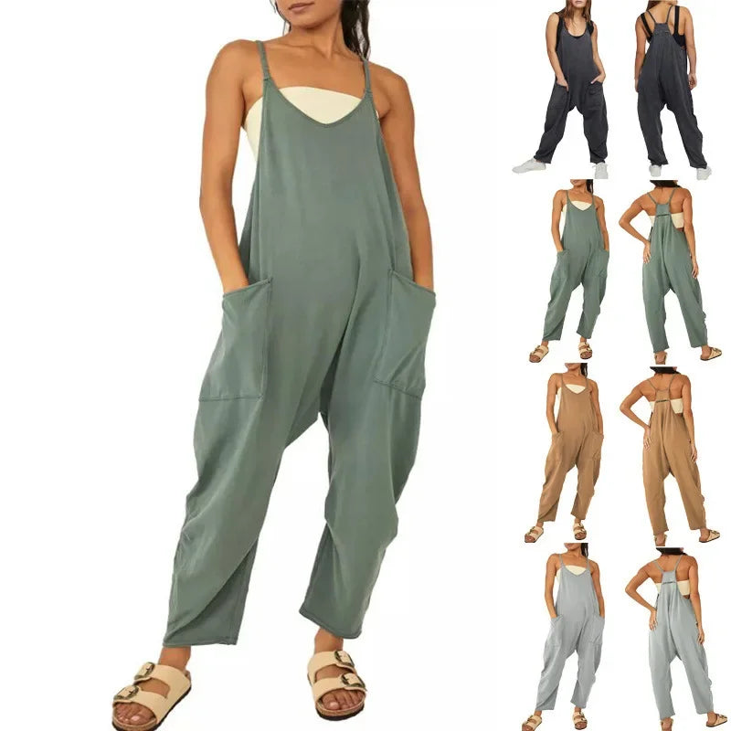 Zomer Effen Kleur Jarretel Jumpsuit