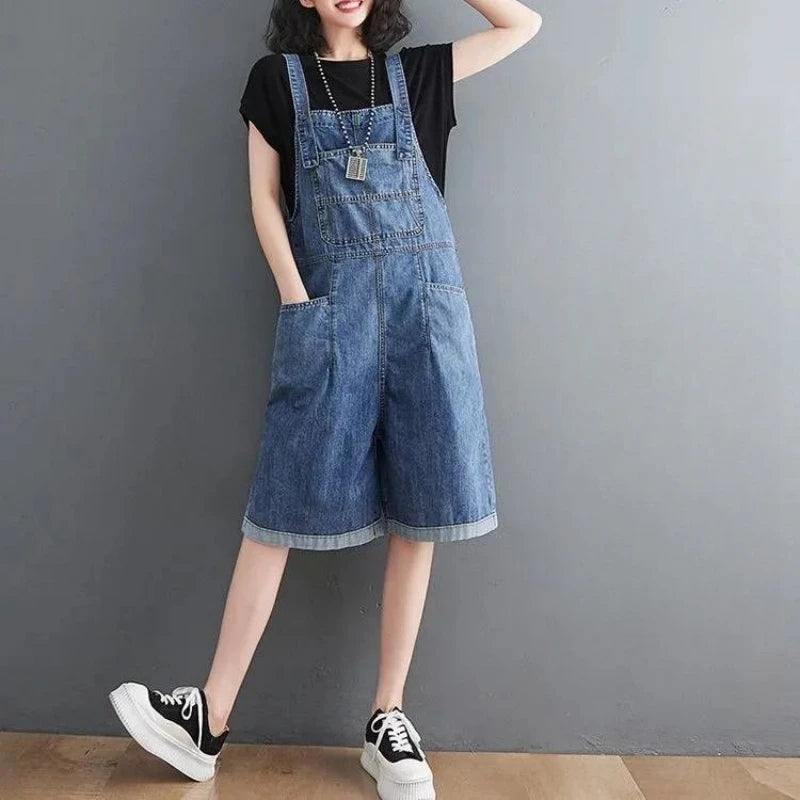 Koreaanse Denim Jumpsuit met Baggy Pasvorm