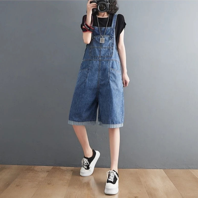 Koreaanse Denim Jumpsuit met Baggy Pasvorm