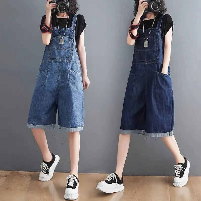 Koreaanse Denim Jumpsuit met Baggy Pasvorm