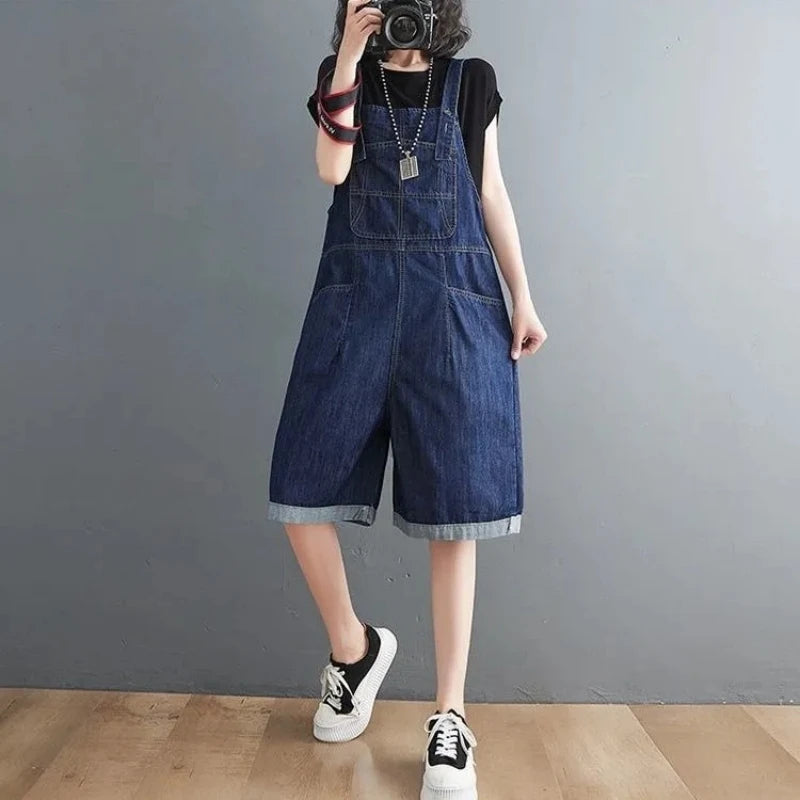 Koreaanse Denim Jumpsuit met Baggy Pasvorm