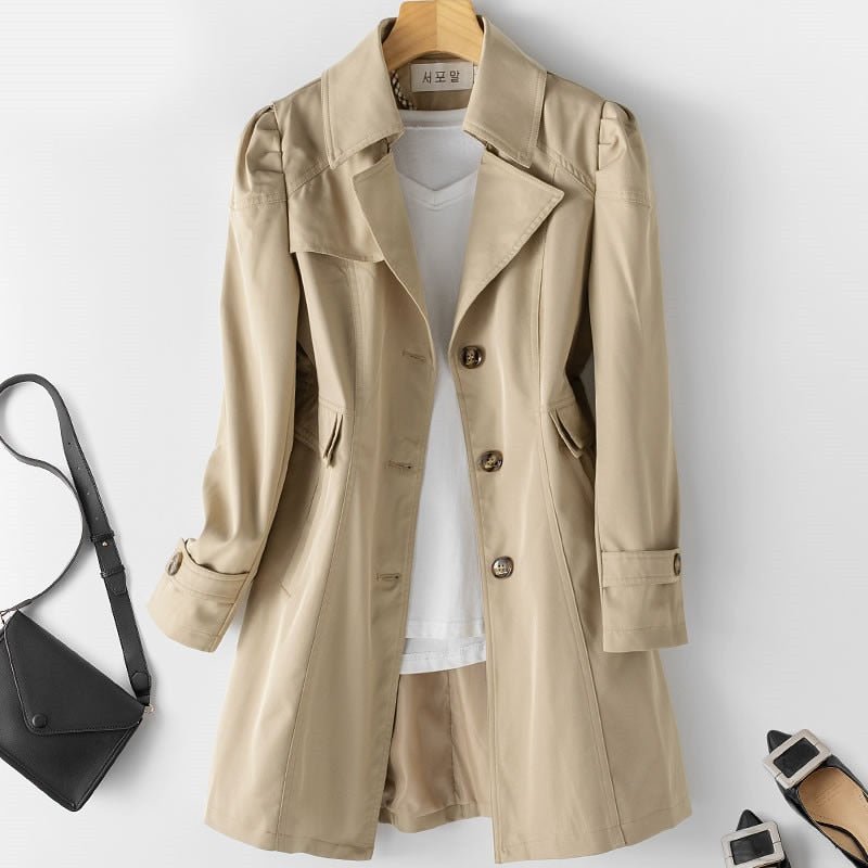 Trendy Lange Trenchcoat | Stijlvolle Jas met Tijdloos Design