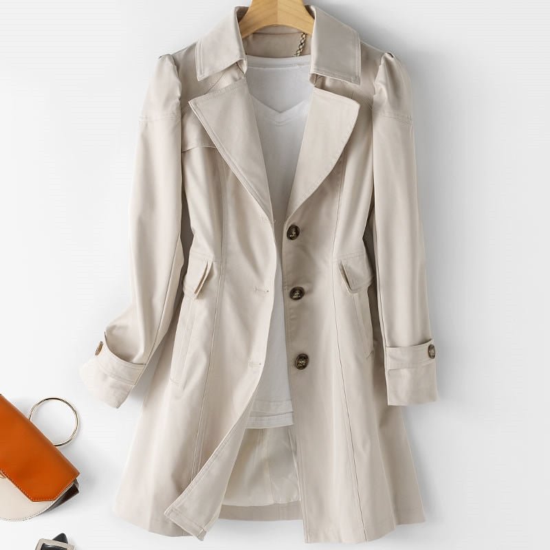 Trendy Lange Trenchcoat | Stijlvolle Jas met Tijdloos Design