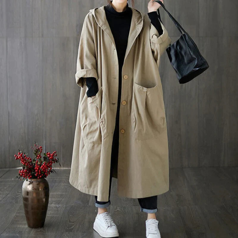 Velanora- Oversized trench coat met grote zijzakken